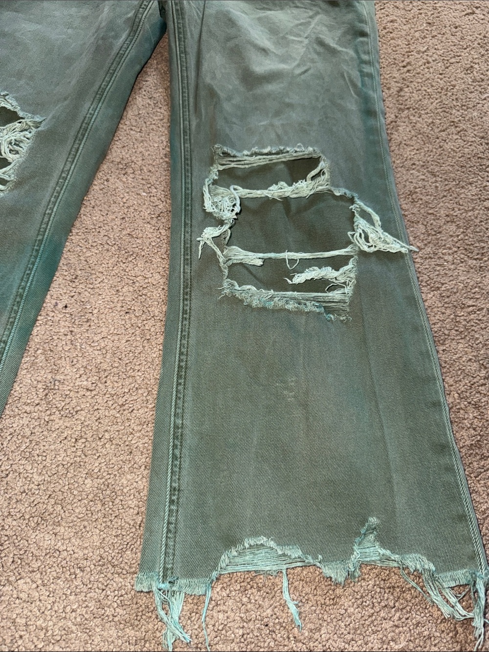 Vervet High-Rise Green Distressed Flare Jeans - Picture 4 of 9